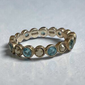 Sterling Silver Eternity Band With Blue & Clear Stones Size 7 3 Grams Vintage Je